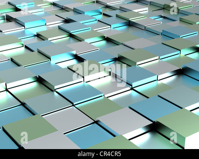 Abstract - sfondo blu e verde brillante cubi diversi Foto Stock