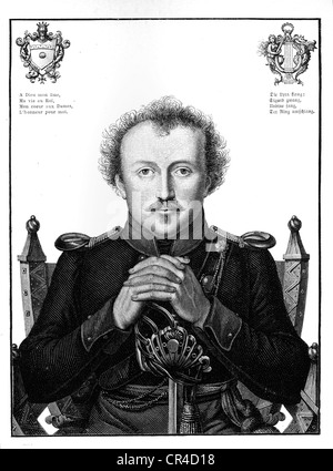 Friedrich Freiherr de la Motte Fonqué (1777-1843), scrittore, acciaio incisione, prima del 1880 Foto Stock