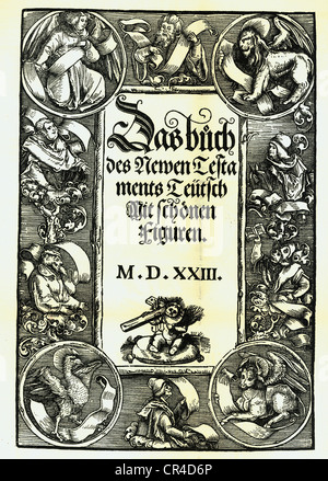 Martin Lutero Nuovo Testamento dal 1523, pagina titolo Foto Stock