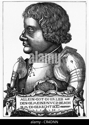 Franz von Sickingen (1481 - 1523) Cavaliere tedesco, incisione, 1520 Foto Stock