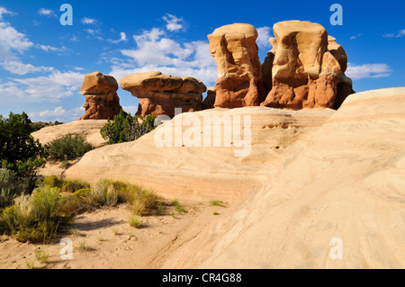 Hoodoos al giardino Devils, Scalone Escalante National Monument, Utah, Stati Uniti d'America, America del Nord Foto Stock