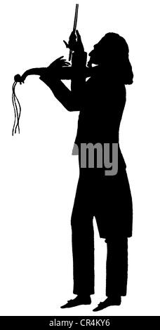 Paganini, Niccolo, 27.10.1782 - 27.5.1840, musicista italiano (violinista), a lunghezza intera, silhouette anonima, Foto Stock