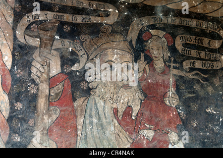 Pittura murale a San Etheldreda la Chiesa, Horley, Oxfordshire, Regno Unito Foto Stock