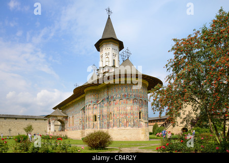 Il Monastero Sucevita, dipinte di un monastero del nord della Moldavia, Romania, europa Foto Stock