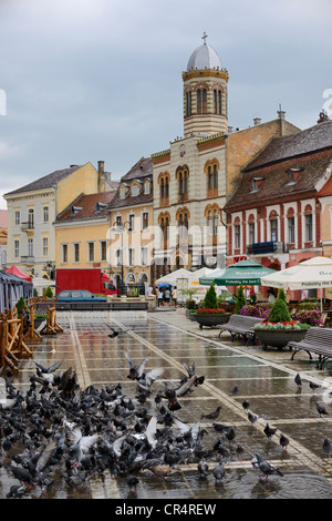 Cattedrale ortodossa nella piazza principale Piata Sfatului o piazza del Consiglio, brasov, Romania, europa Foto Stock
