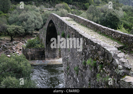 Pont Genois, Gorges de Spelunca Ota Porto Corsica Francia Europa Foto Stock