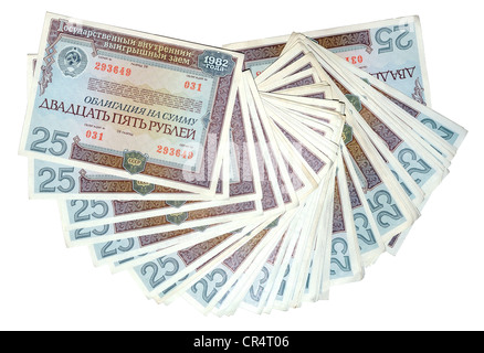Vincolo di un prestito iniziale dell'URSS 1982, 25 rubli Foto Stock