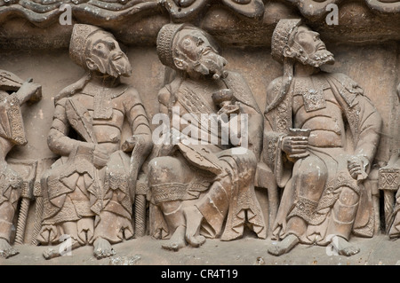 Francia, Tarn et Garonne, Moissac, un arresto su El Camino de Santiago, Saint Pierre abbazia benedettina, timpano del Sud Foto Stock