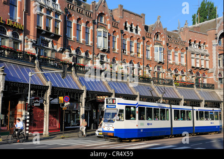 Paesi Bassi, Amsterdam, tram su Raadhuisstraat Foto Stock