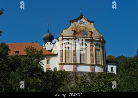 La chiesa del monastero, Baumburg Abbey, Altenmarkt an der Alz, Alta Baviera, Baviera, Germania, Europa PublicGround Foto Stock