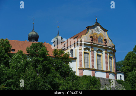 La chiesa del monastero, Baumburg Abbey, Altenmarkt an der Alz, Alta Baviera, Baviera, Germania, Europa PublicGround Foto Stock