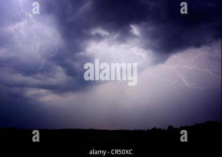 Tempesta su Assamstadt, Baden-Wuerttemberg, Germania, Europa Foto Stock