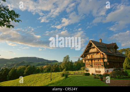 Toggenburg casa in legno e muratura, Baechli, Canton San Gallo, Svizzera, Europa Foto Stock