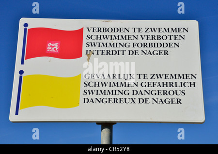 Nessun segno di nuoto sulla spiaggia di Scheveningen, Holland, Paesi Bassi, Europa Foto Stock