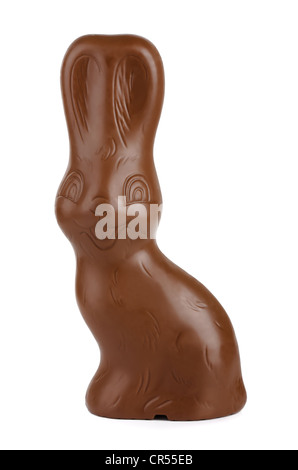 Il cioccolato coniglietto di pasqua isolato su bianco Foto Stock