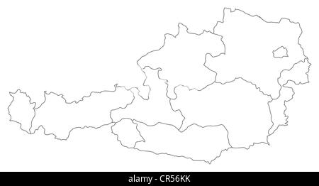 Mappa politica dell'Austria con i diversi Stati membri. Foto Stock