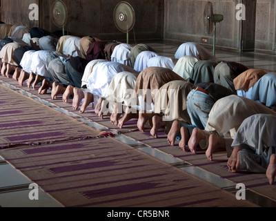 I musulmani pregano presso la Jama Mashid a Lahore, una delle più grandi moschee in Asia, Punjab, Pakistan, Asia del Sud Foto Stock