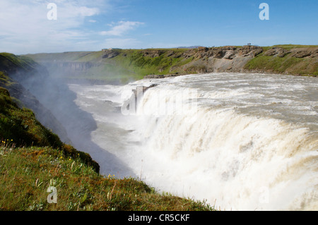 L'Islanda, Regione di Vesturland, Cascate Gullfoss, rainbow Foto Stock