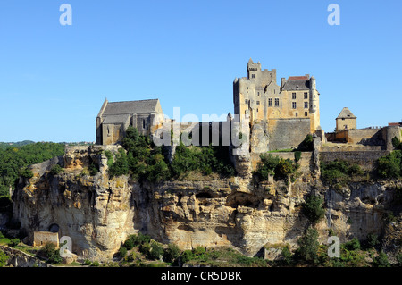 Francia, Dordogne, Perigord Noir (Black Perigord), Beynac-et-Cazenac, etichettati Les Plus Beaux Villages de France, il castello Foto Stock