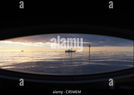 Vista dal barilotto di uno yacht Foto Stock