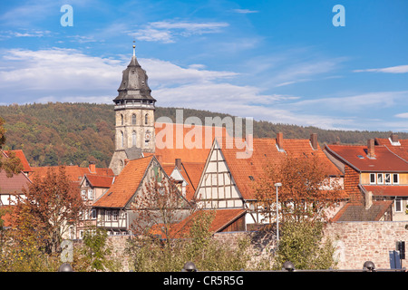 San Biagio Chiesa, centro storico, Hannoversch Muenden, Bassa Sassonia, Germania, Europa Foto Stock