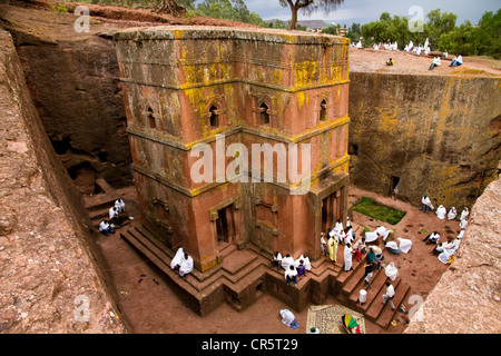 Bet Giyorgis Rock-Hewn Chiesa, Lalibela, Etiopia, Africa Foto Stock