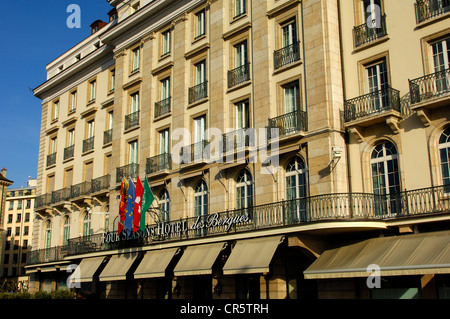 Four Seasons Hotel des Bergues, Ginevra, Svizzera, Europa Foto Stock