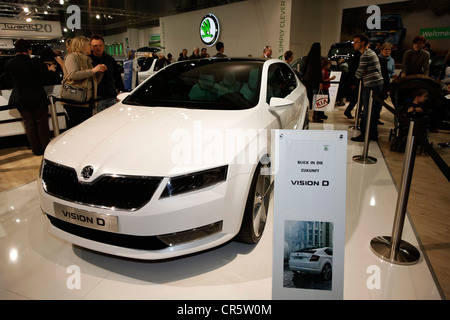 Auto elettrica, Skoda Vision D concept car design concept sul display a Vienna Auto Show 2012, Car Show, Vienna, Austria Foto Stock