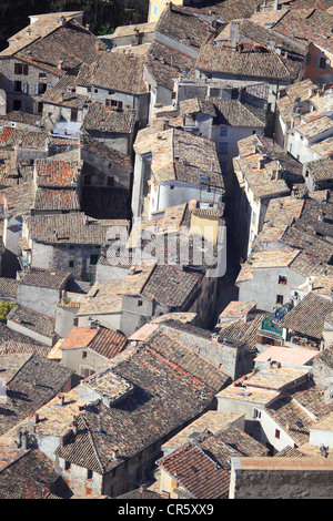 Il borgo medievale di Entrevaux in la valle del Var, Alpes de Haute Provence, 04, PACA Foto Stock