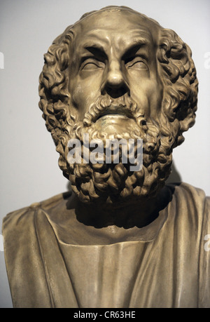 Omero (c.VIII secolo). Il greco poeta epico. Copia moderna di un originale ellenistico datato tra 200-150 A.C. Pergamon Museum. Berlino. Foto Stock