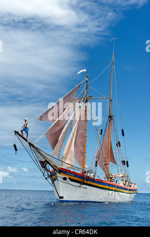 Maurizio Costa nordovest, Pamplemousses distretto, Trou aux Biches, Isla Mauricia barca a vela, costruito nel 1852, il 32 metri Foto Stock