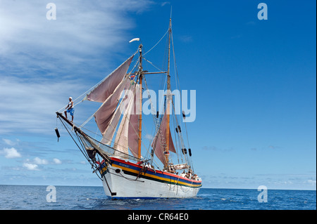 Maurizio Costa nordovest, Pamplemousses distretto, Trou aux Biches, Isla Mauricia barca a vela, costruito nel 1852, il 32 metri Foto Stock