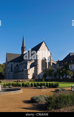 Luogo di pellegrinaggio di Marienstatt Abbey, vista dal giardino barocco verso la chiesa abbaziale, Streithausen, Renania-Palatinato Foto Stock