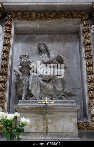 "Peccato" scultura (1590) di Etienne Desplanches, Cattedrale di Rouen, Alta Normandia, Francia Foto Stock