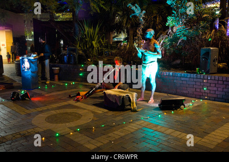 Suonatore ambulante aborigena, Circular Quay, Sydney, Australia Foto Stock