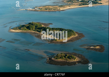 Francia, Morbihan, il Golfo di Morbihan, Ile d'Arz, ile Drennec (Drennec's Island) e due isolotti Drenec Vras e Drenec Vihan, Foto Stock