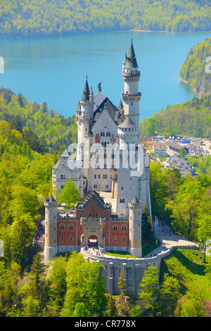 Il Castello di Neuschwanstein, vicino a Füssen, Ostallgaeu distretto, Allgaeu, Baviera, Germania, Europa Foto Stock