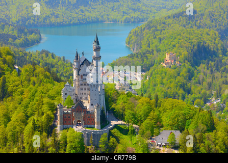 Il Castello di Neuschwanstein, vicino a Füssen, Ostallgaeu distretto, Allgaeu, Baviera, Germania, Europa Foto Stock