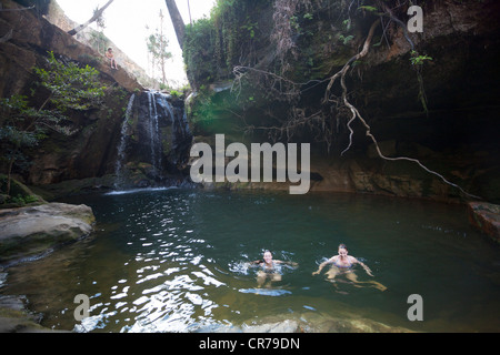 Oasis rock pool, Isalo National Park, Ihorombe Regione del Madagascar. Foto Stock