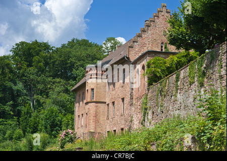 Il castello di Mittelburg, Neckarsteinach, Neckar Valley-Odenwald natura park, Hesse, Germania, Europa Foto Stock