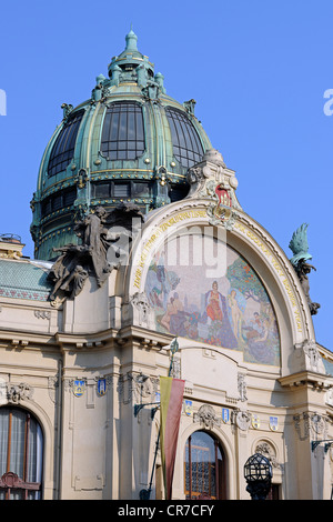 Casa Municipale, Obecni Dum edificio, Praga, Boemia, Repubblica Ceca, Europa Foto Stock