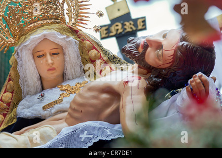Maria e Gesù, processione del Venerdì Santo a Barcellona, Semana Santa, la Settimana Santa, Barcellona, Spagna, Europa Foto Stock