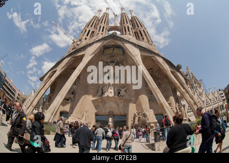Facciata della passione, Sagrada Familia Basílica i Temple Expiatori de la Sagrada Família, Basilica e chiesa espiatorio del santo Foto Stock