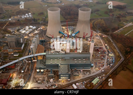 Vista aerea, Westfalen Power Plant, centrali a carbone vegetale, RWE Power, Hamm-Uentrop, la zona della Ruhr, Renania settentrionale-Vestfalia Foto Stock