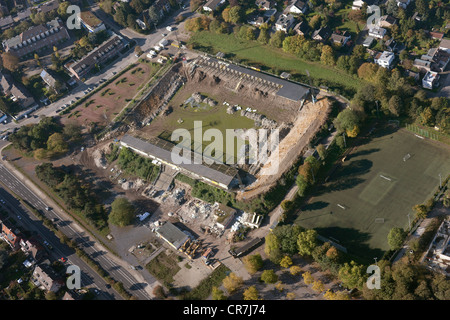 Vista aerea, Old Tivoli Stadium Alemannia Aachen soccer stadium, Aachen, Renania settentrionale-Vestfalia, Germania, Europa Foto Stock