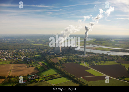 Vista aerea, Voerde, Basso Reno, la zona della Ruhr, Renania settentrionale-Vestfalia, Germania, Europa Foto Stock