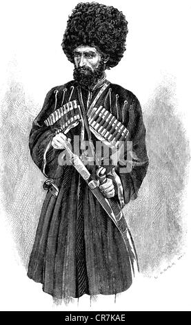 Shamil ben Muhammad, circa 1797 - marzo 1871, studioso islamico, mezza lunghezza, incisione del legno, 19th secolo, Foto Stock