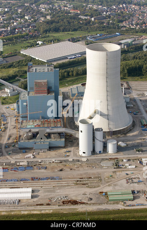 Vista aerea, Datteln 4, E.ON impianto alimentato a carbone in costruzione, Datteln, la zona della Ruhr, Renania settentrionale-Vestfalia Foto Stock