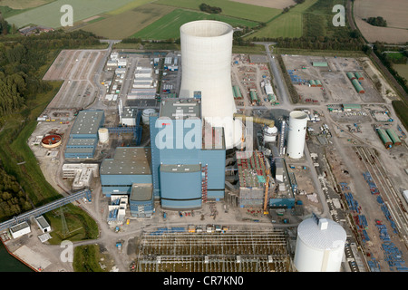 Vista aerea, Datteln 4, E.ON impianto alimentato a carbone in costruzione, Datteln, la zona della Ruhr, Renania settentrionale-Vestfalia Foto Stock