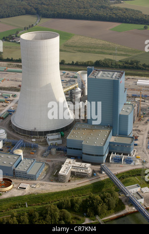 Vista aerea, Datteln 4, E.ON impianto alimentato a carbone in costruzione, Datteln, la zona della Ruhr, Renania settentrionale-Vestfalia Foto Stock